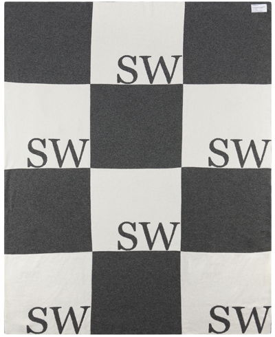 Shop Saintwoods Ssense Exclusive Gray & Off-white Blanket In Multi