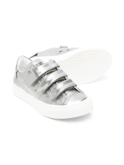 Givenchy Kids' Silver Metallic Monogram Velcro Trainers In Grey