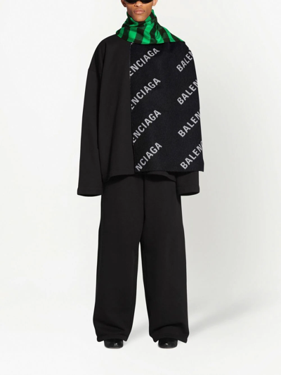 Shop Balenciaga Reversible Logo-print Scarf In Black