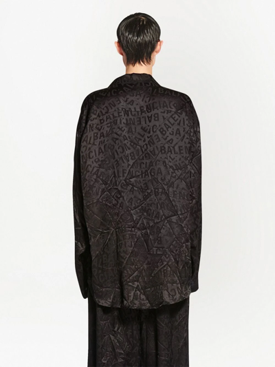 Shop Balenciaga Long-print Silk Shirt In Black