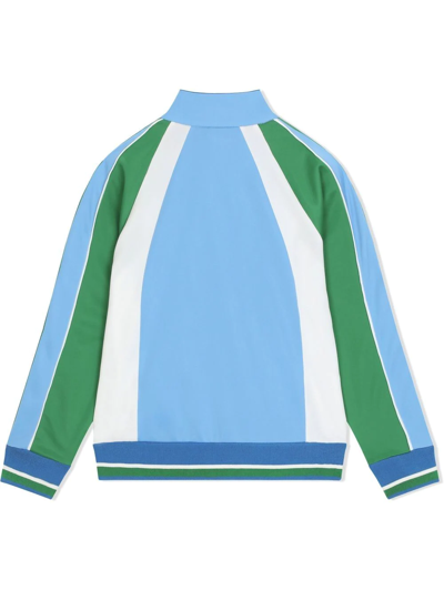 Shop Dolce & Gabbana Colour-block Logo-tape Zipped Track Jacket In Blue