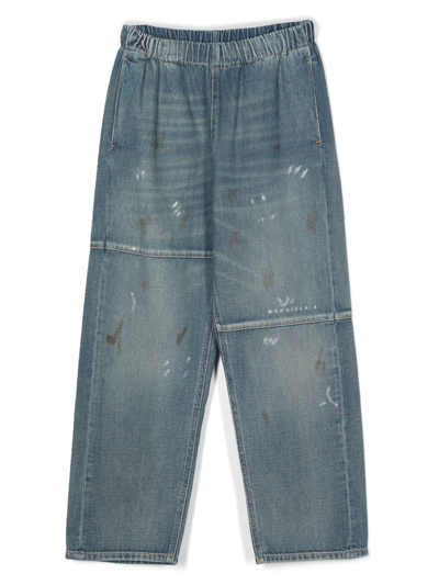 Shop Mm6 Maison Margiela Teen Paint-splattered Relaxed Jeans In Blue