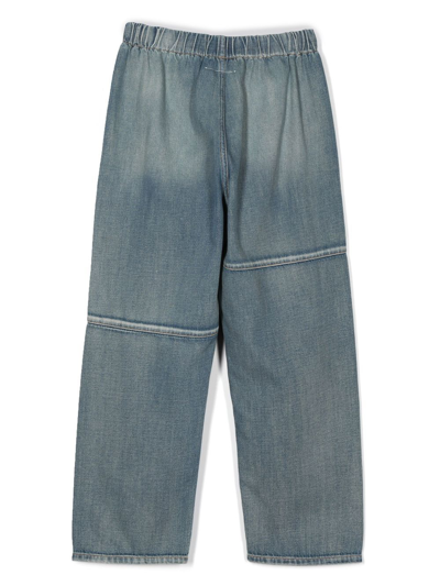 Shop Mm6 Maison Margiela Teen Paint-splattered Relaxed Jeans In Blue