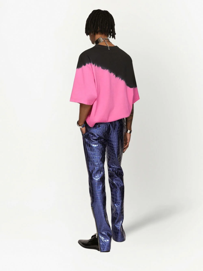 Shop Dolce & Gabbana Metallic-finish Skinny Trousers In Purple