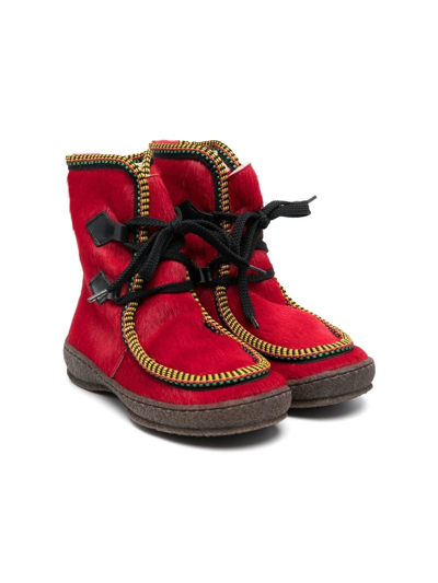 Shop Pèpè Heidi Lace-up Ankle Boots In Red