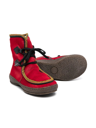 Shop Pèpè Heidi Lace-up Ankle Boots In Red