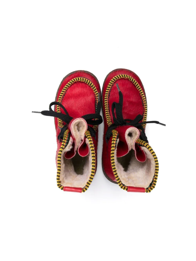 Pèpè Heidi Lace-up Ankle Boots In Red