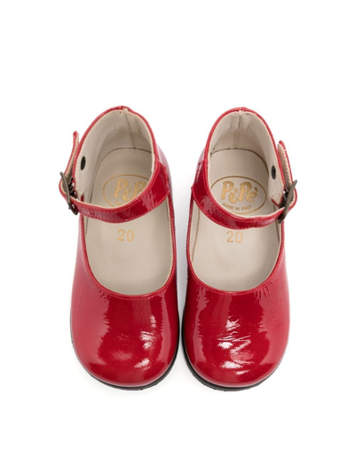 Pèpè Patent Ankle-strap Ballerina Shoes In Red