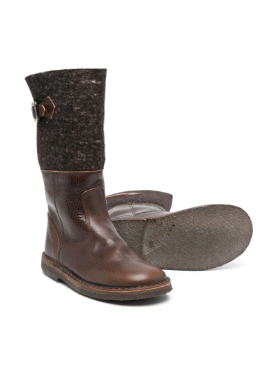 Pèpè Joe Felt-detail Boots In Brown