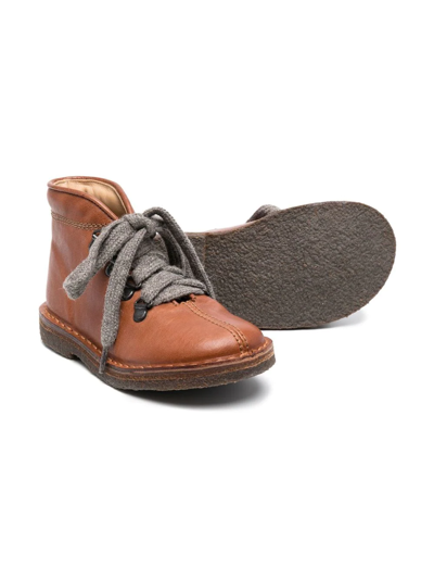 Pèpè Spok Lace-up Ankle Boots In Brown
