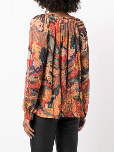 Shop A.l.c Printed Silk Blouse In Neutrals