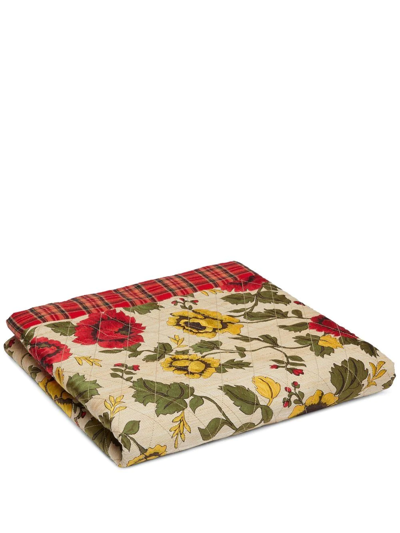 Shop Gucci Floral-print Quilted Blanket In Red