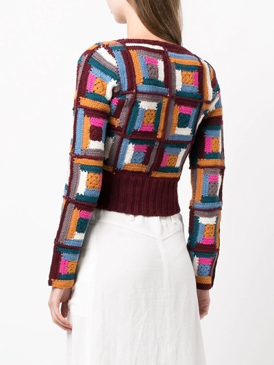 Shop Sea Patchwork Crochet Jumper In Multicolour