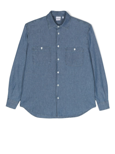 Shop Aspesi Cotton Long-sleeve Shirt In Blue