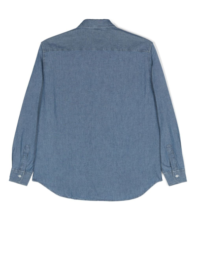 Shop Aspesi Cotton Long-sleeve Shirt In Blue