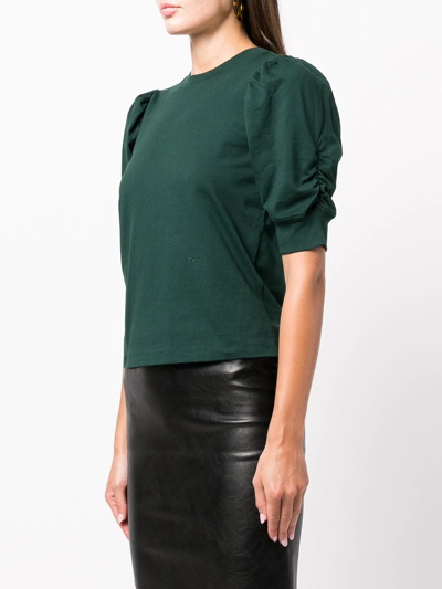 Shop Frame Puff-sleeve Cotton Blouse In Green