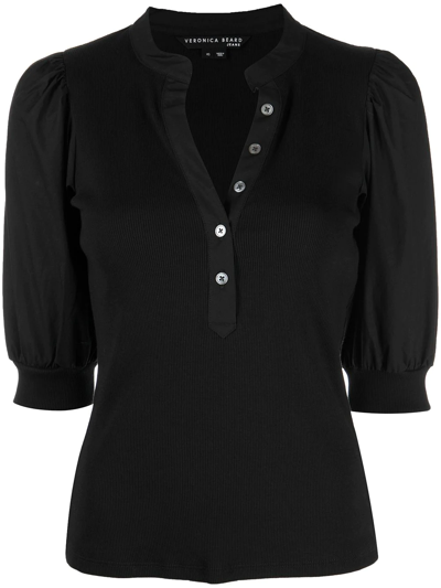 Shop Veronica Beard Coralee Button-up Top In Black