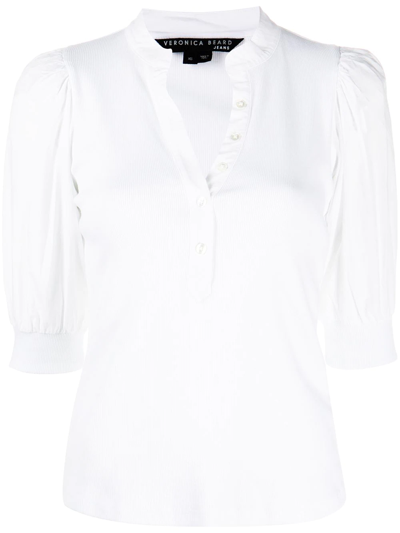 Shop Veronica Beard Coralee Button-up Top In White