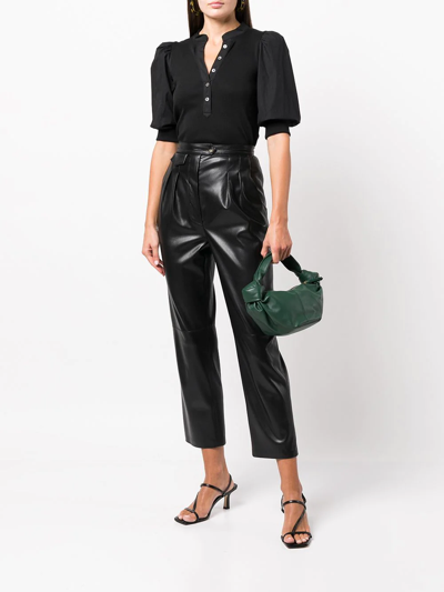 Veronica Beard Coralee Puff-sleeve Stretch Cotton Top In Black