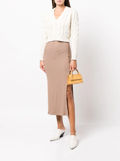 Shop Frame Cable-knit Jumper In Neutrals