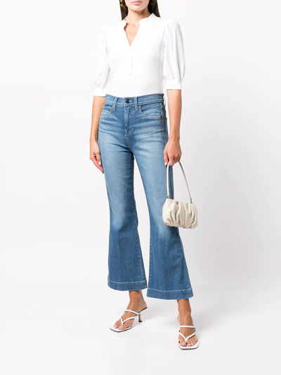 Veronica Beard Coralee Puff Sleeve Henley T-shirt In White