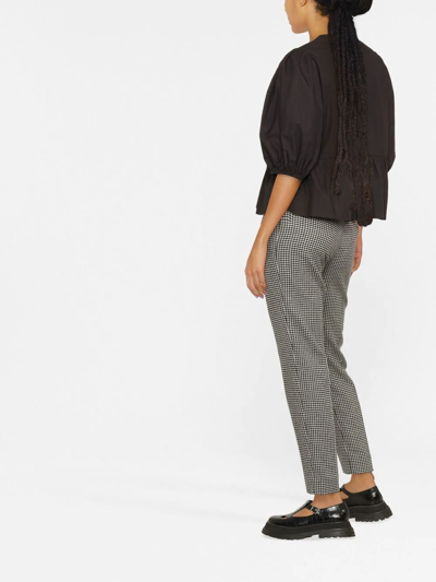 Ganni Puff-sleeved Peplum Blouse In Black