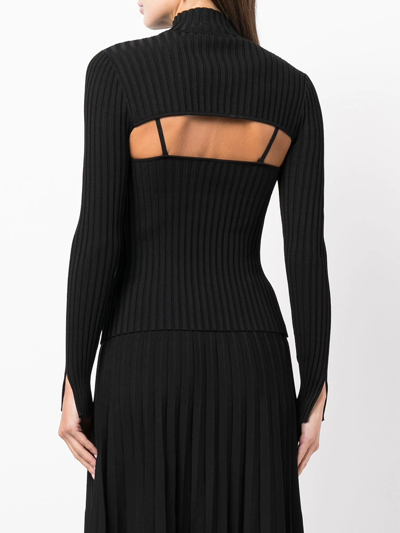 Shop Jonathan Simkhai Cut-out Ribbed-knit Top In Black