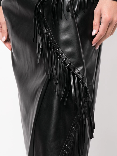 Shop Jonathan Simkhai Fringed Draped Midi Skirt In Black