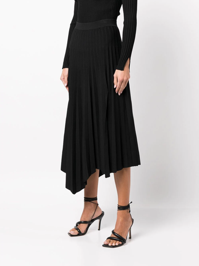Simkhai High-waist Asymetric Pleated Skirt In Black