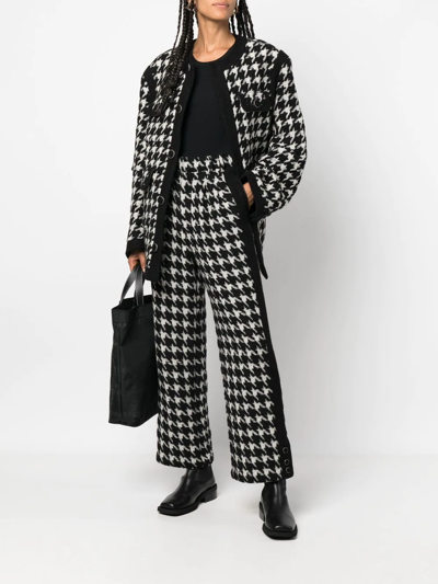 Shop Ader Error Houndstooth-pattern Straight-leg Trousers In Black