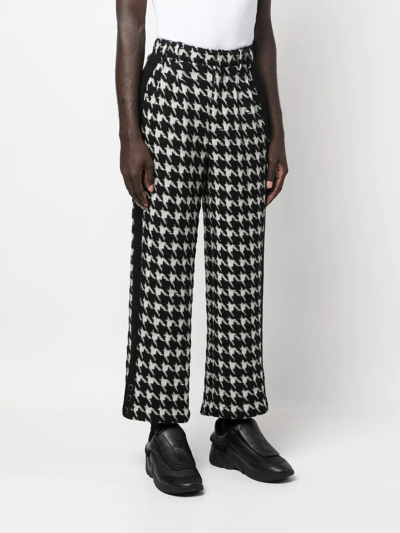 Shop Ader Error Houndstooth-pattern Straight-leg Trousers In Black