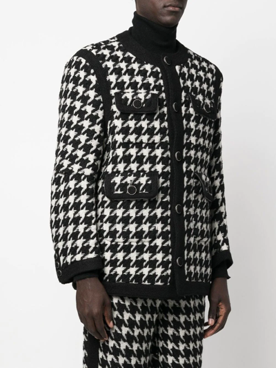 Shop Ader Error Houndstooth-pattern Tweed Jacket In Black