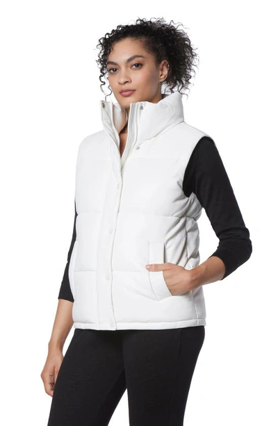 Shop Marc New York Faux Leather Puffer Vest In Winter White