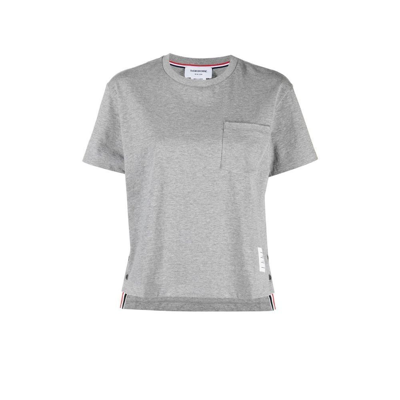 Shop Thom Browne Rwb Tab Cotton T-shirt In Grey