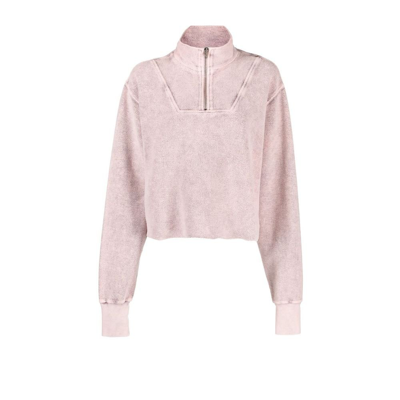 Shop Les Tien Pink Cropped Cotton Sweatshirt In Acid Orchid