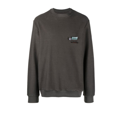 Shop Song For The Mute Black Badge-embellished Cotton Sweatshirt In Grey