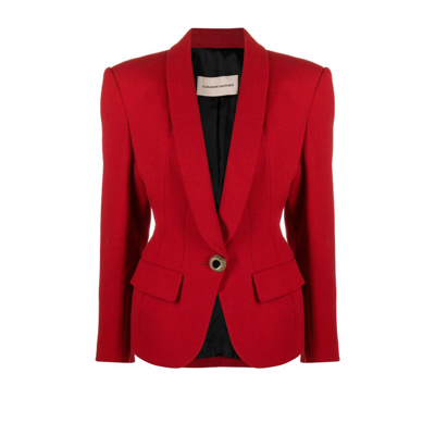Shop Alexandre Vauthier Red Single-breasted Wool Blazer