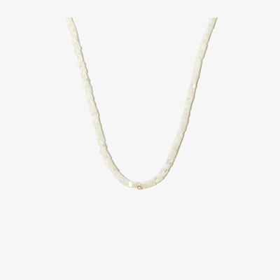 Shop Sydney Evan 14k Yellow Gold Rondelle Mother Of Pearl Diamond Beaded Necklace