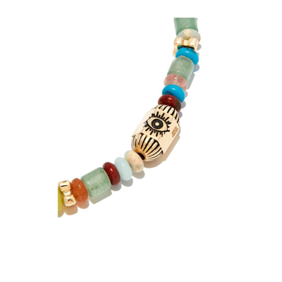 Luis Morais 14k Yellow Gold Ribbed Hexagon Hamsa Bolt Beaded Bracelet In Gold