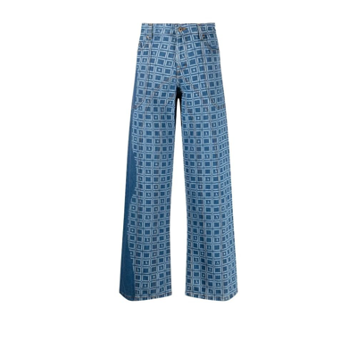 Shop Ahluwalia Blue Priya Wide-leg Jeans