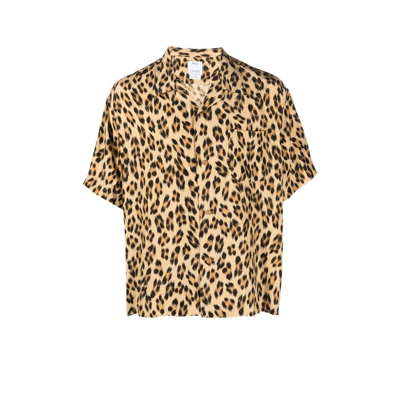 Visvim Caban Leopard-print Short-sleeve Silk Shirt In Neutrals