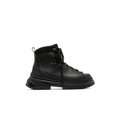 Shop Canada Goose Black Journey Leather Ankle Boots