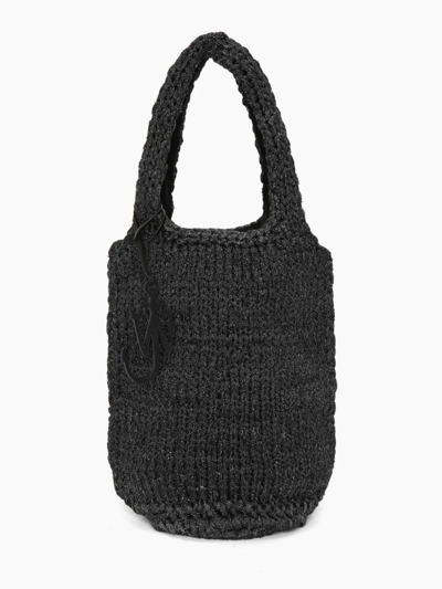 Shop Jw Anderson Knitted Shopper Tote Bag In Black