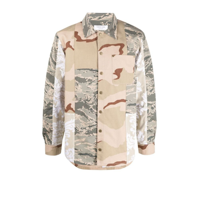 Shop Marine Serre Neutral Camouflage Print Panelled Shirt Jacket In Neutrals