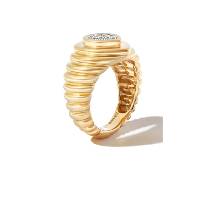 Shop Yvonne Léon 9k Yellow Gold Pear Diamond Signet Ring