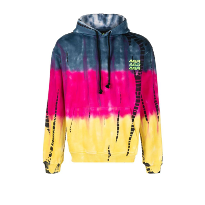 Shop Agr Blue Tie-dye Print Cotton Hoodie