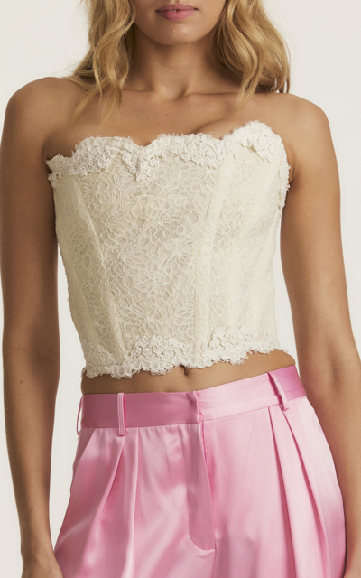 Shop Loveshackfancy Arno Corseted Lace Bustier Top In White
