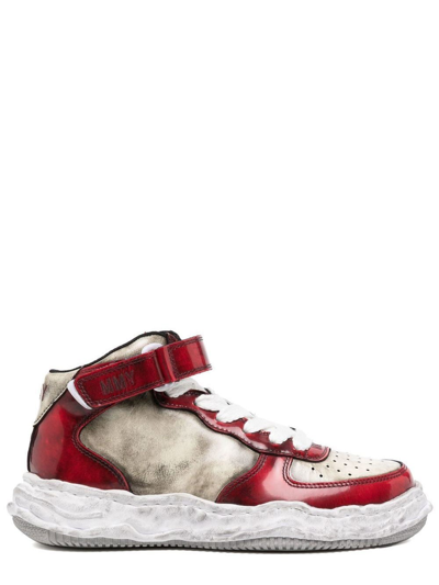 Shop Miharayasuhiro White And Red Wayne High-top Sneakers In Multicolore
