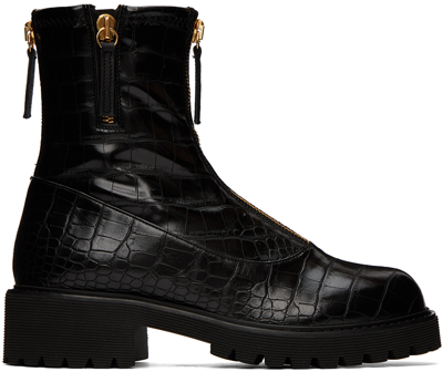 Shop Giuseppe Zanotti Black Gz Alexa Faux-leather Ankle Boots
