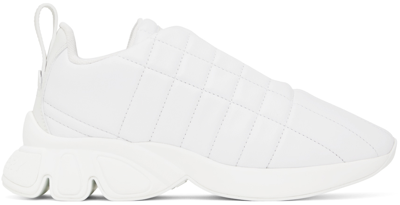 Shop Burberry White Quilted Leather Sneakers In Neutral White